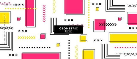 Flat Design Geometric Shapes Background in Memphis Style. vector
