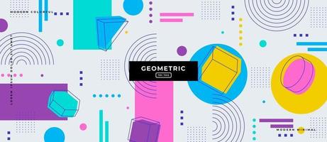 Geometric Shapes Background Flat Design in Memphis Style. vector