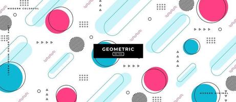 Flat Geometric Shapes Background in Memphis Style vector