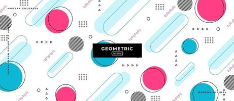 Flat Geometric Shapes Background in Memphis Style vector