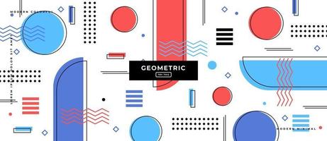 Memphis Pattern of Geometric Shapes Background. vector