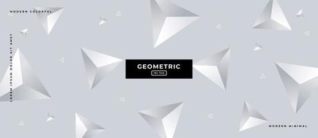 3d Geometric Triangle Shapes in White and Gray Monochrome Background vector