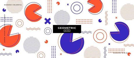 Flat Geometric Shapes in Memphis Style Background. vector