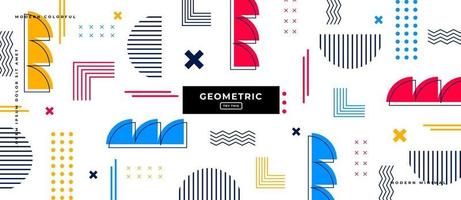 Memphis Style Geometric Shapes in White Background vector