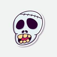 Zombie Skull cartoon sticker Design. Hallowen Illustration vector. Mascoot illustration vector