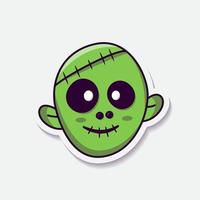 Green Zombie head sticker design. hellowen vector illustration design