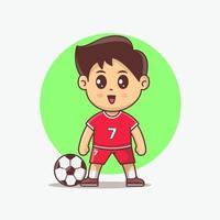 Cute football player kawaii vector illustration