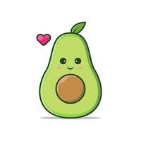Cute Kawaii avocado with smile expression vector