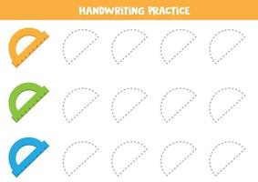 Handwriting practice with colorful rulers. vector