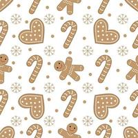 Cute seamless pattern with gingerbread cookies. vector