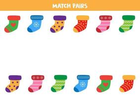 Match pairs of colorful socks. Educational worksheet for preschool kids vector