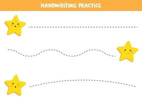 Educational worksheet for preschool kids. Handwriting practice. Trace lines with stars vector