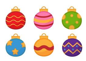 Set of colorful Christmas balls on white background vector