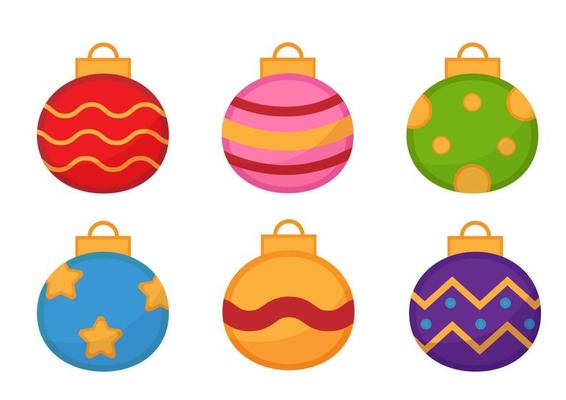 Set of colorful Christmas balls on white background
