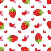 Cute seamless pattern with strawberry and hearts. vector