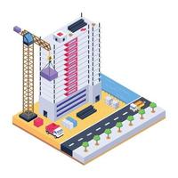 Modern Construction Area and Machinery vector