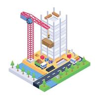 maquinaria de construcción y edificios vector