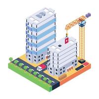 maquinaria de construcción y edificios vector