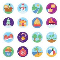 iconos de paisaje redondeado vector