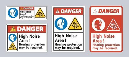 señal de peligro zona de mucho ruido puede ser necesaria protección auditiva vector