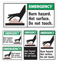 Emergency Burn hazard,Hot surface,Do not touch Symbol Sign Isolate on White Background,Vector Illustration vector