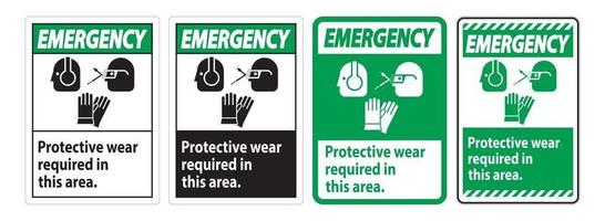 Emergency Sign Wear Protective Equipment In This Area With PPE Symbols vector