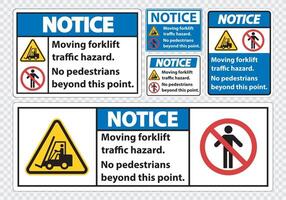 Moving forklift traffic hazard,No pedestrians beyond this point,Symbol Sign Isolate on transparent Background,Vector Illustration vector