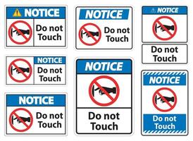 Notice do not touch sign label on transparent background vector