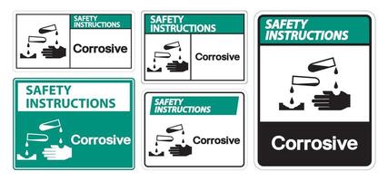 Safety Instructions Corrosive Symbol Sign Isolate On White Background,Vector Illustration EPS.10 vector