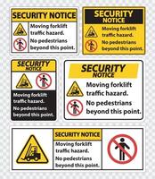 Moving forklift traffic hazard,No pedestrians beyond this point,Symbol Sign Isolate on transparent Background,Vector Illustration vector