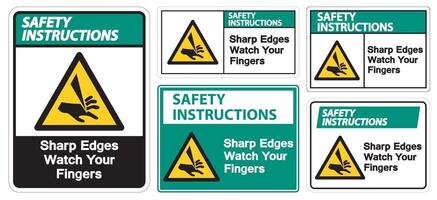 Safety Instructions Sharp Edges Watch Your Fingers Symbol Sign Isolate On White Background,Vector Illustration EPS.10 vector