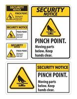 Security Notice Pinch Point, Moving Parts Below, Keep Hands Clear Symbol Sign Isolate on White Background,Vector Illustration EPS.10 vector