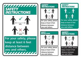 Safety Instructions Keep 6 Feet Distance,For your safety,please keep at least 6 feet distance between you and others. vector