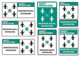 Safety Instructions Maintain social distancing, stay 6ft apart sign,coronavirus COVID-19 Sign Isolate On White Background,Vector Illustration EPS.10 vector