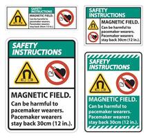 Safety Instructions Magnetic field can be harmful to pacemaker wearers.pacemaker wearers.stay back 30cm vector