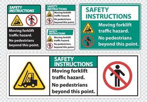 Moving forklift traffic hazard,No pedestrians beyond this point,Symbol Sign Isolate on transparent Background,Vector Illustration vector