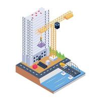 Modern Construction Area and Machinery vector