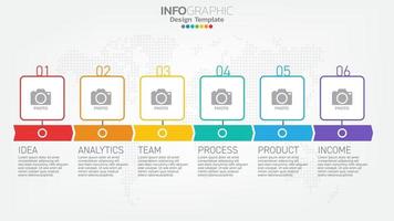 elemento de color de pasos de infografía con flecha, diagrama de gráfico, concepto de marketing en línea de negocios. vector