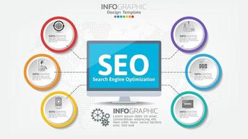 SEO icono de web de banner de optimización de motores de búsqueda para negocios y marketing vector