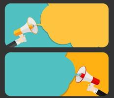 Hand with Megaphone and Speech Bubble Vector Illustration