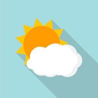 Weather Icons with Sun and Cloud in Flat Style with Long Shadows vector