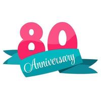 Cute Template 80 Years Anniversary Sign Vector Illustration