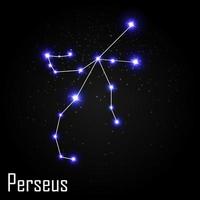 Perseus Constellation with Beautiful Bright Stars on the Background of Cosmic Sky Vector Illustration