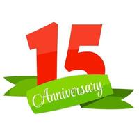 Cute Template 15 Years Anniversary Sign Vector Illustration