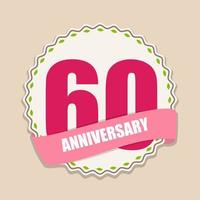 Cute Template 60 Years Anniversary Sign Vector Illustration