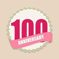 Cute Template 100 Years Anniversary Sign Vector Illustration