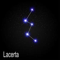 constelación de lacerta con hermosas estrellas brillantes en el fondo de la ilustración de vector de cielo cósmico