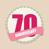 Cute Template 70 Years Anniversary Sign Vector Illustration