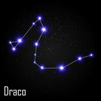 Draco Constellation with Beautiful Bright Stars on the Background of Cosmic Sky Vector Illustration