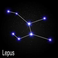 Lepus Constellation with Beautiful Bright Stars on the Background of Cosmic Sky Vector Illustration